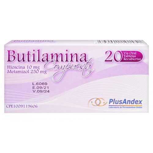 BUTILAMINA COMPUESTA (HIOSCINA 10MG METAMIZOL 250MG) X 20 TAB REC PLUSANDEX