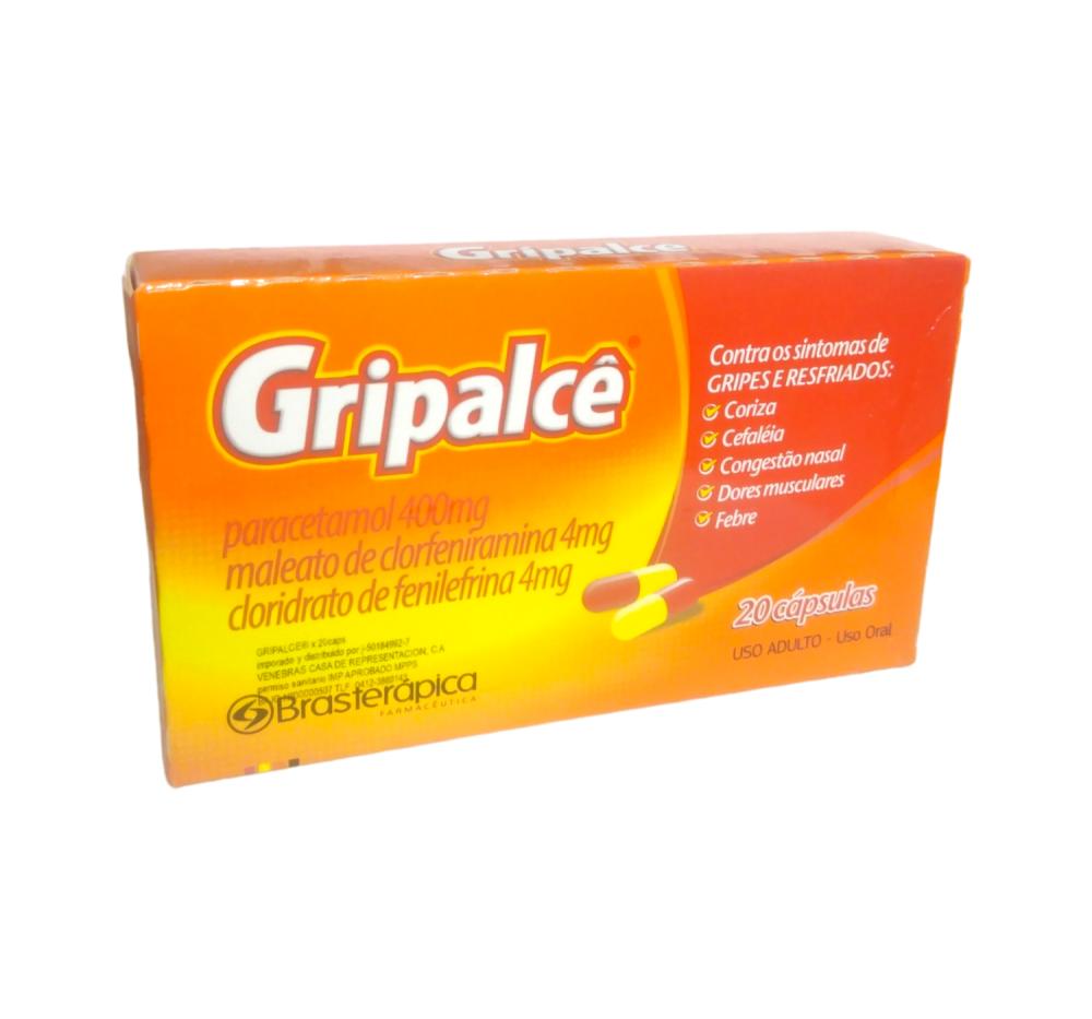 GRIPALCE PARACETA 400MG+CLORFENI 4MG+FENILEFRINA 4MG X 20 CAP BRASTERAPICA